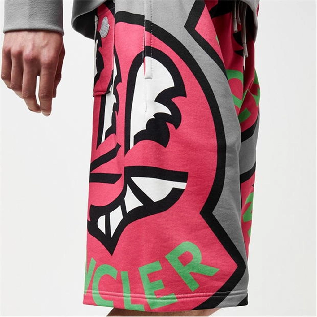 Moncler Oversized Logo Shorts - Grey