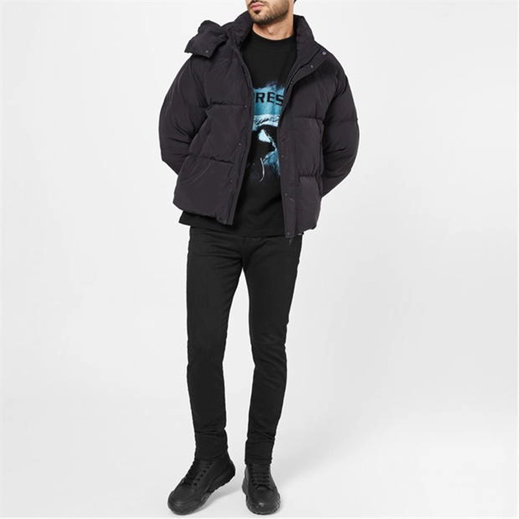 Represent Initial Hood Puffer Jacket - Black