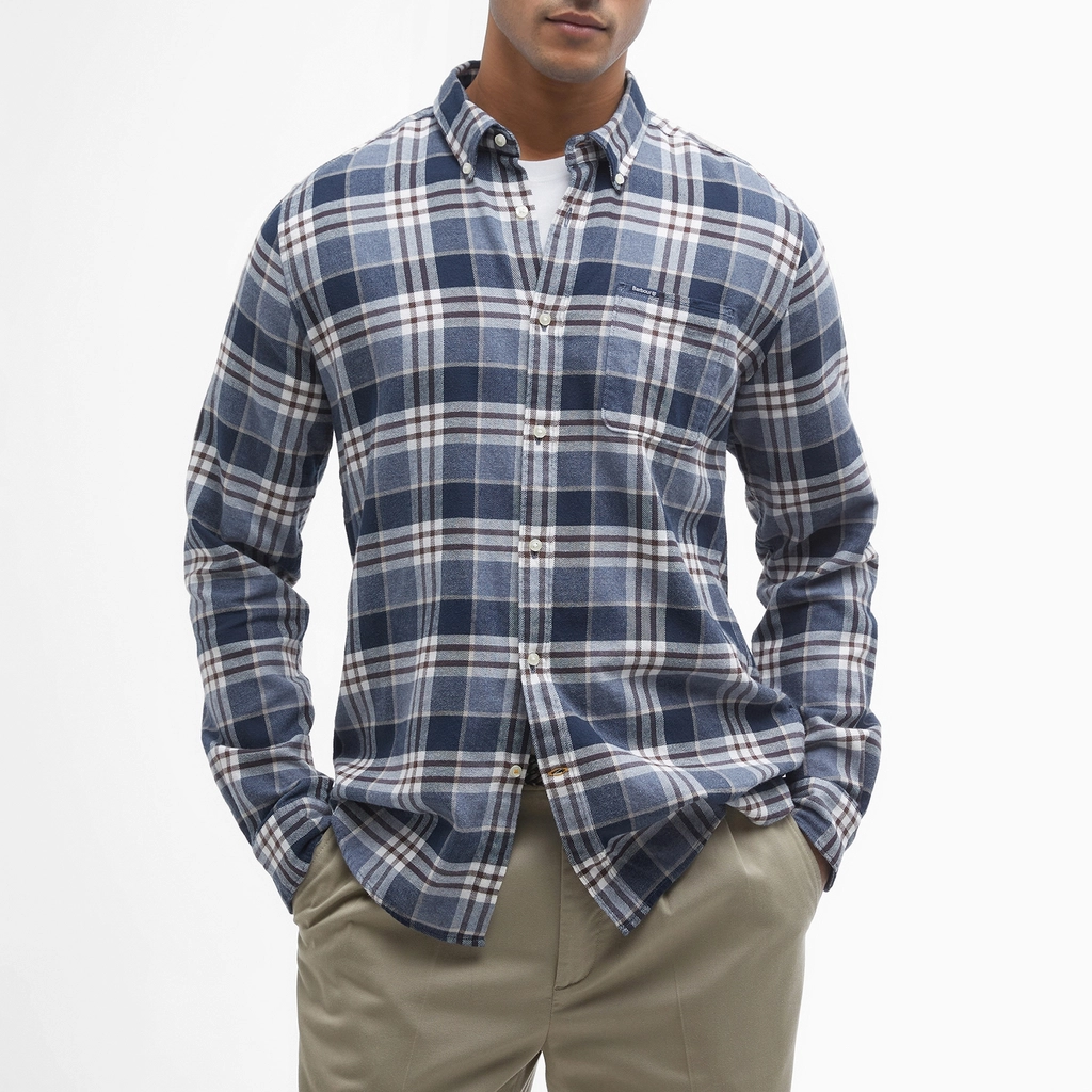 Barbour Fallbay Tailored Fit Checked Brushed Cotton Shirt - XL