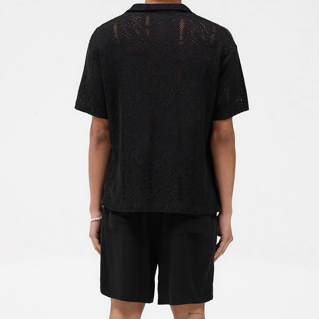 Represent All Over Cotton-Crochet Open-Knit Shirt - S