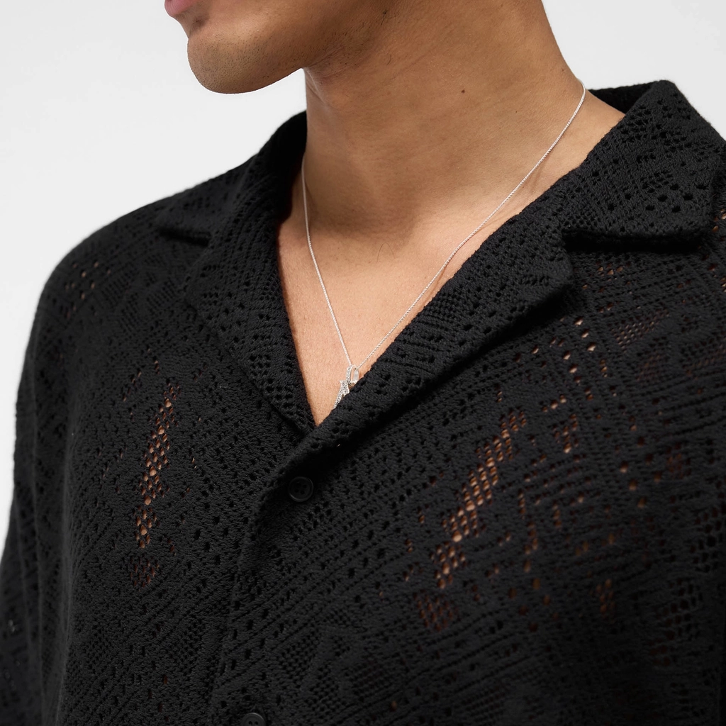 Represent All Over Cotton-Crochet Open-Knit Shirt - S