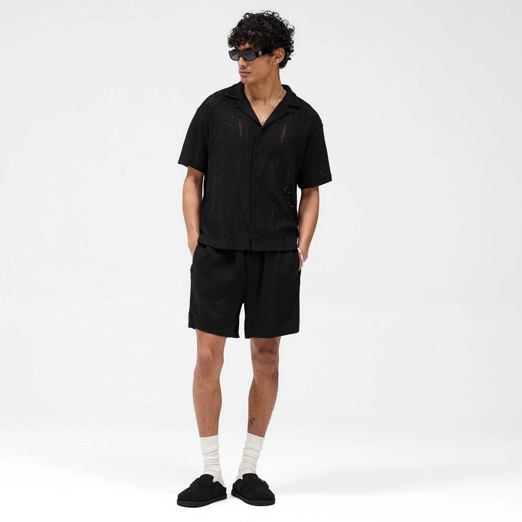 Represent All Over Cotton-Crochet Open-Knit Shirt - S