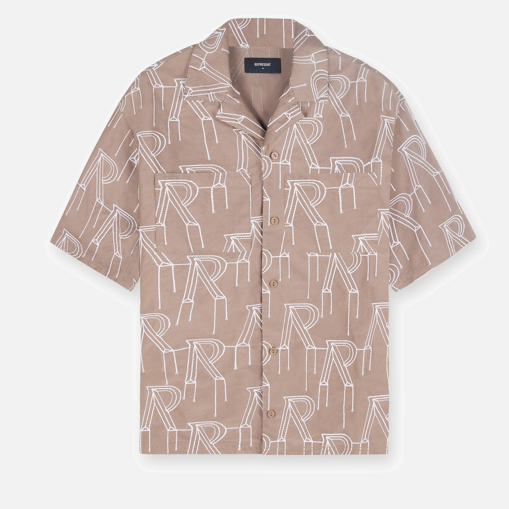 Represent Logo-Embroidered Cotton-Poplin Overshirt - S
