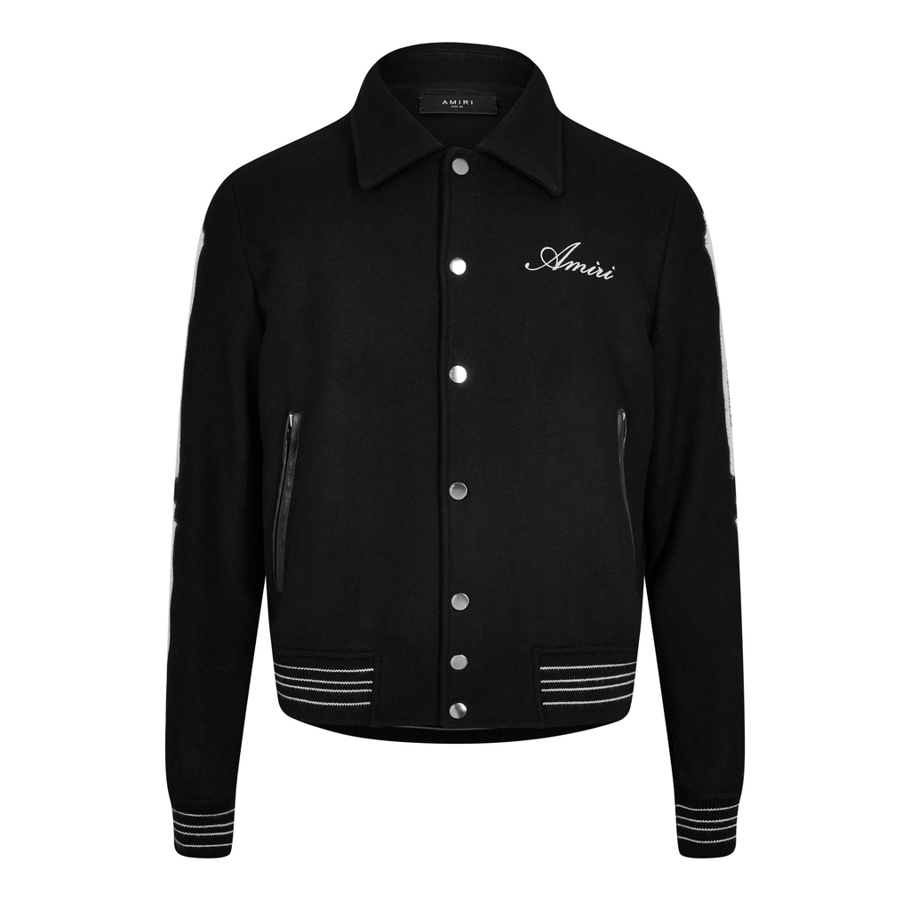 AMIRI Bones Wool Varsity Jacket - Black 001