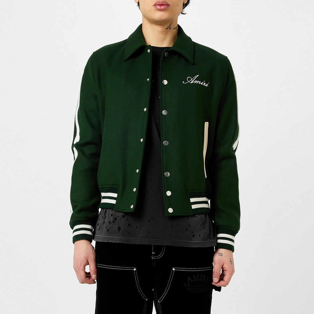 AMIRI Bones Wool Varsity Jacket - Green