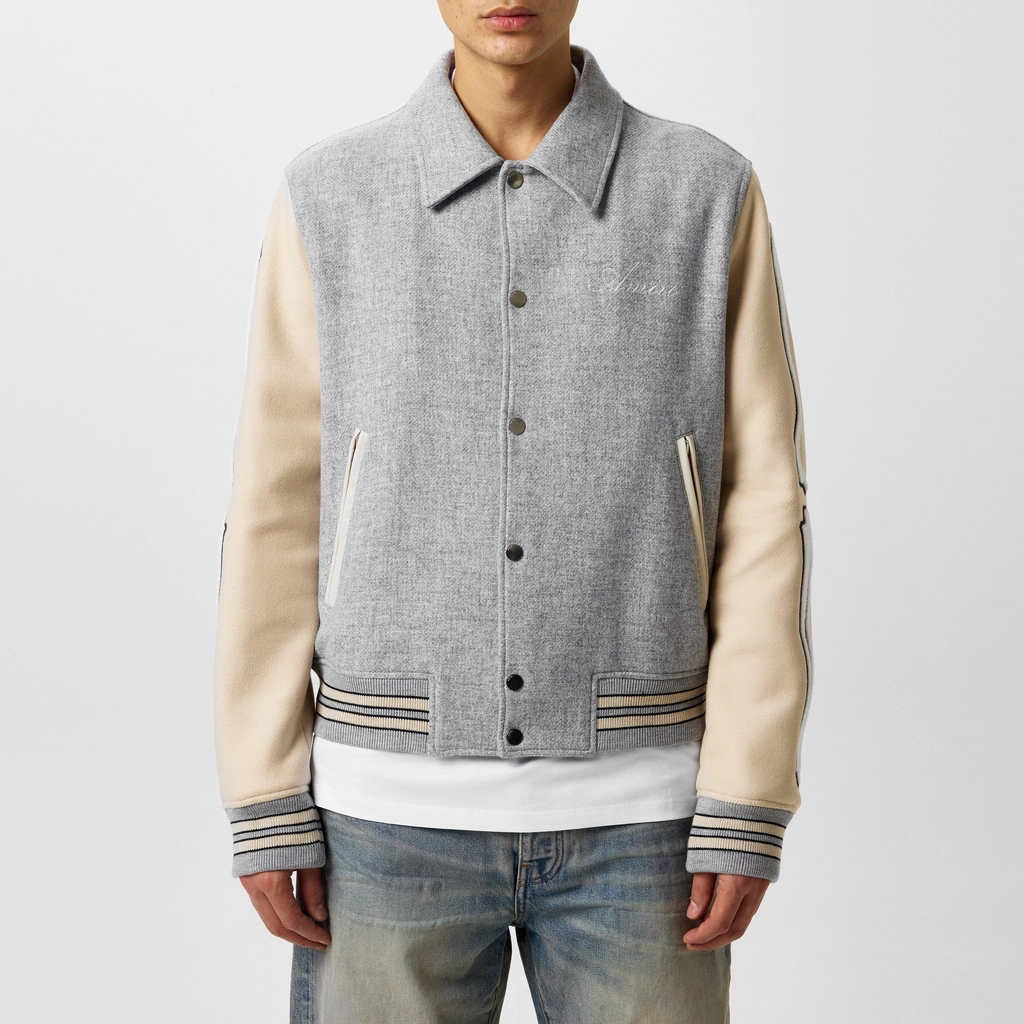 AMIRI Bones Wool Varsity Jacket - Grey