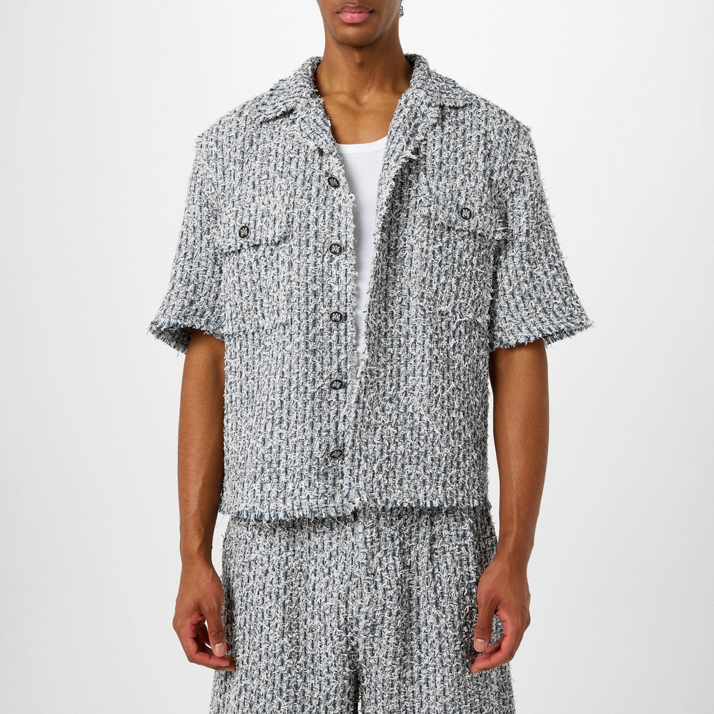AMIRI Boucle Tweed Overshirt - Ashley Blue