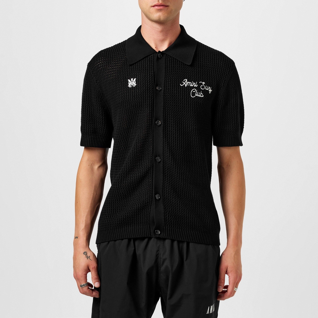 AMIRI Crotchet Polo Shirt - Black