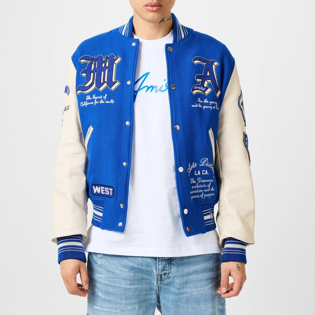AMIRI Dream Team Appliquéd Varsity Jacket - Blue