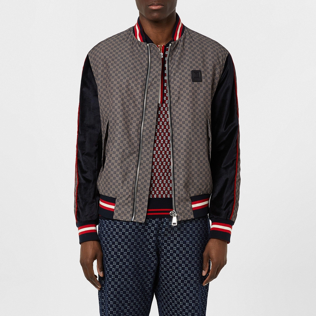 Balmain Monogrammed Zip Up Bomber Jacket - Black 0PA