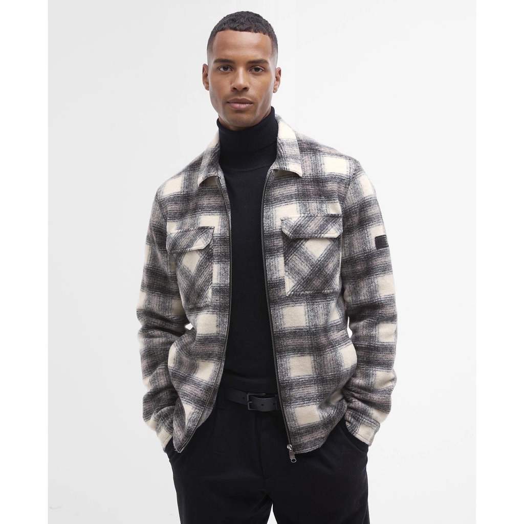 Barbour Clayton Fleece Check Overshirt - Concrete GY35