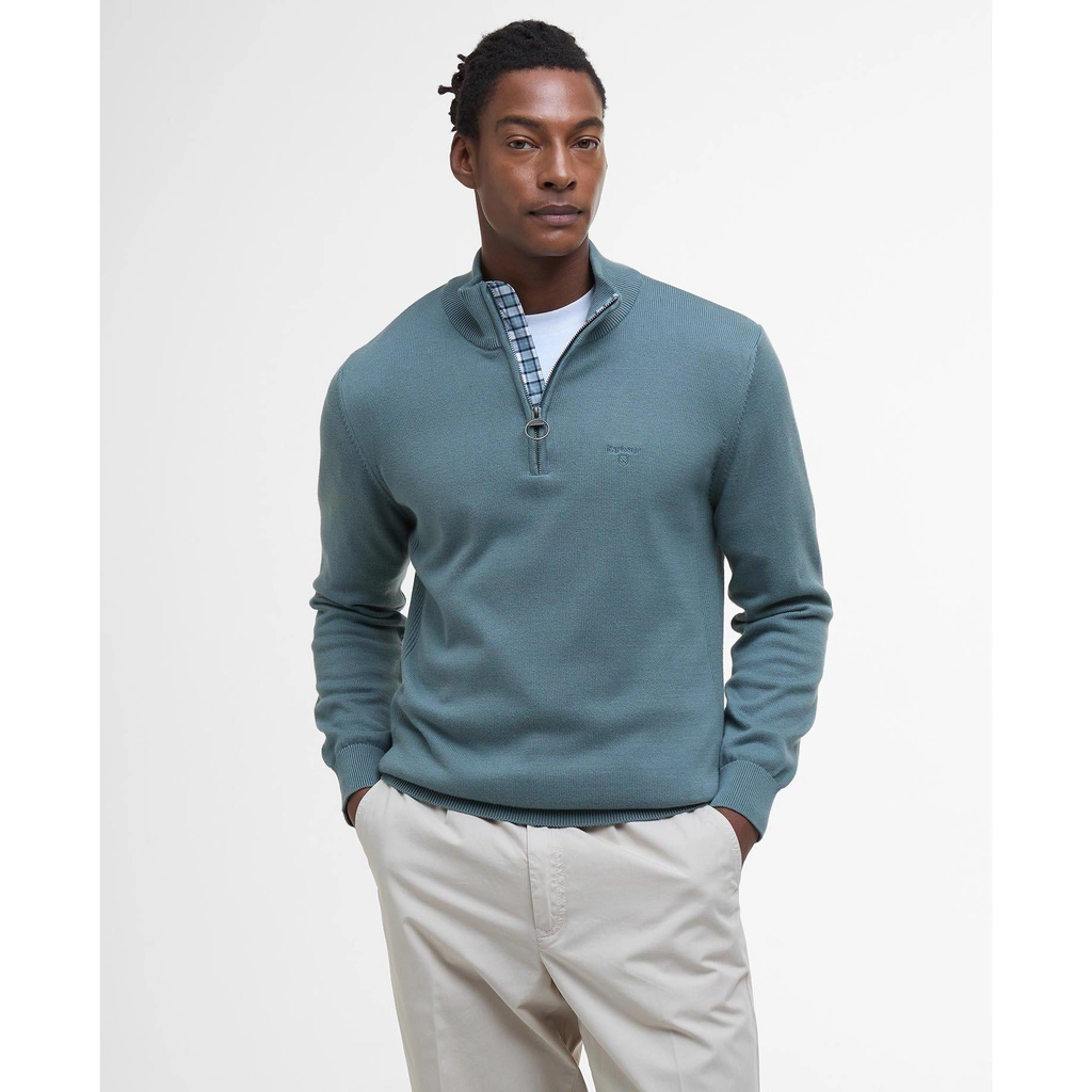 Barbour Cotton Half Zip Jumper - Vintage Teal
