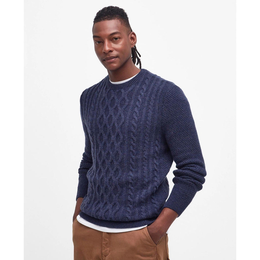Barbour Essential Chunky Cable Jumper - Denim Marl