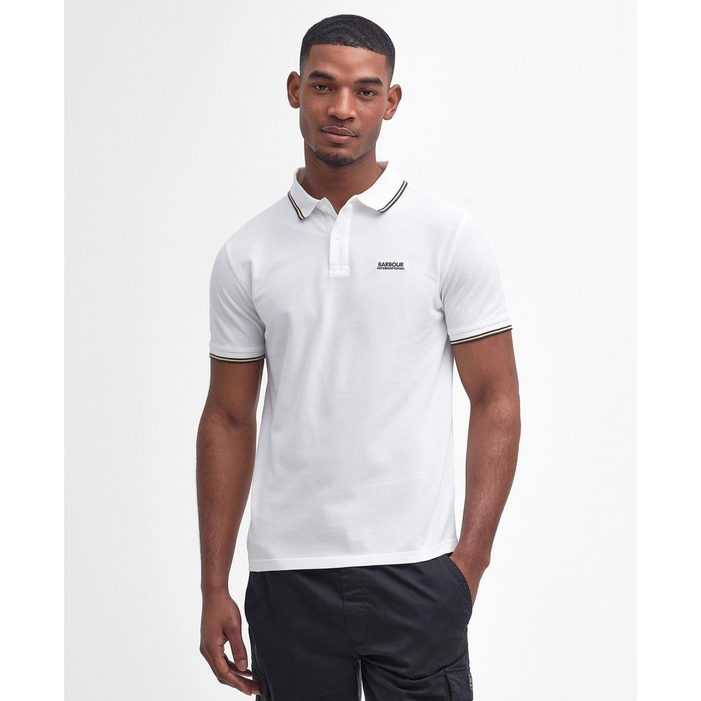 Barbour Evan Tipped Short Sleeved Polo Shirt - White WH12