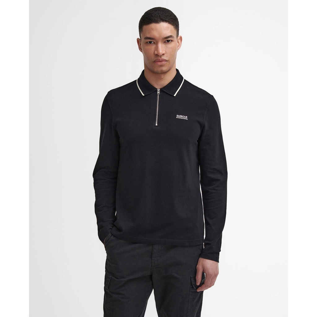 Barbour Hampstead Long-Sleeved Polo Shirt - Black BK11