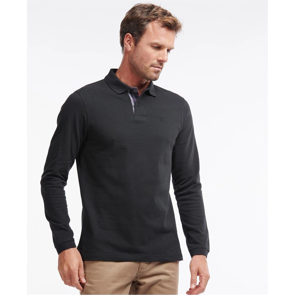 Barbour Long Sleeved Tartan Pique Polo Shirt - Black BK31