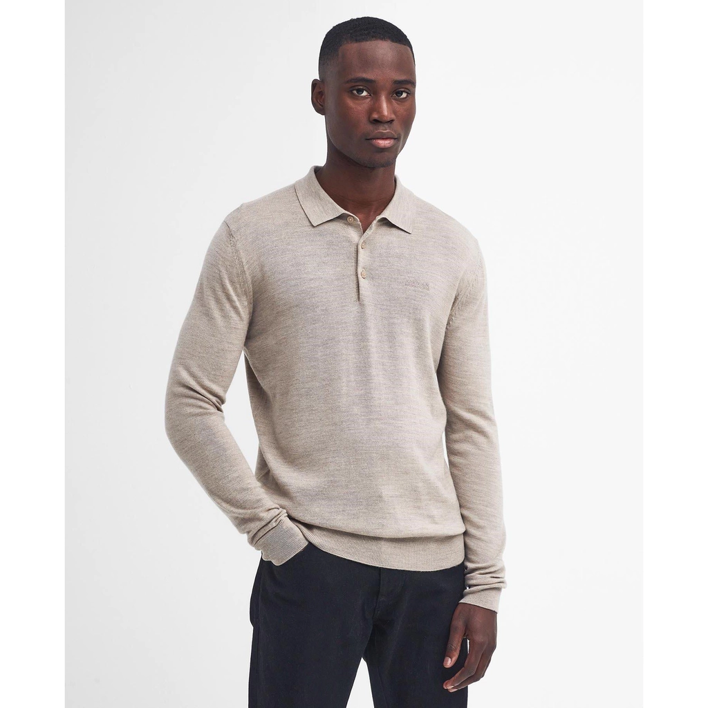 Barbour Merlin Merino Polo Jumper - Brindle ST59