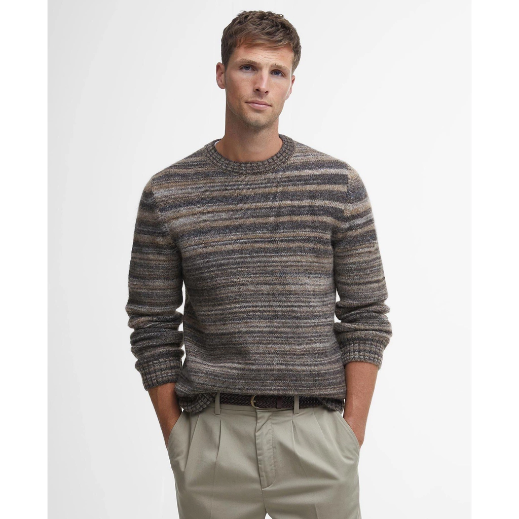 Barbour Pateley Striped Crew Neck Jumper - Charcoal CH91