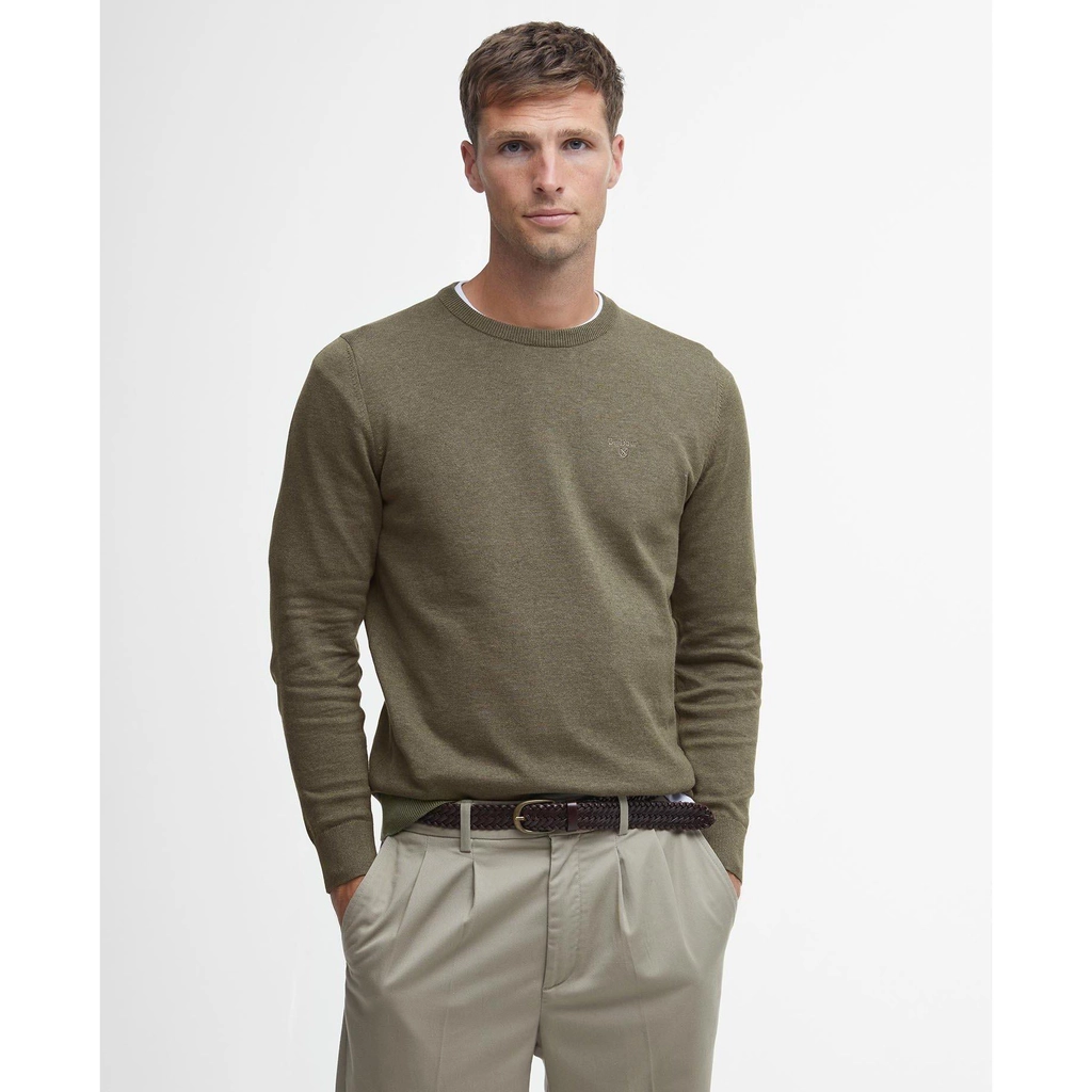 Barbour Pima Cotton Crew Neck Jumper - Khaki GY35