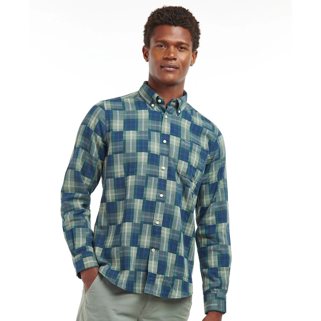 Barbour Tartan Patch Tailored Shirt - Kielder Blue