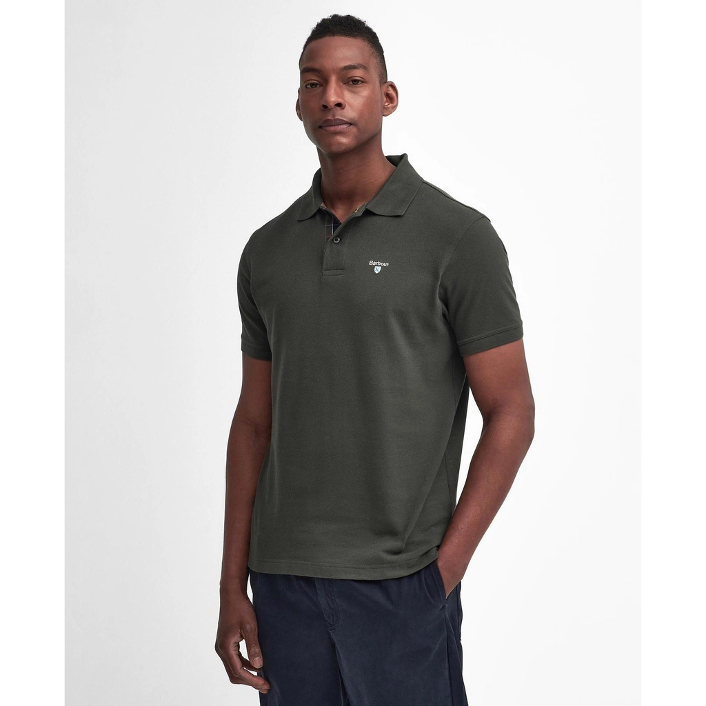 Barbour Tartan Pique Polo Shirt - Seaweed GN73