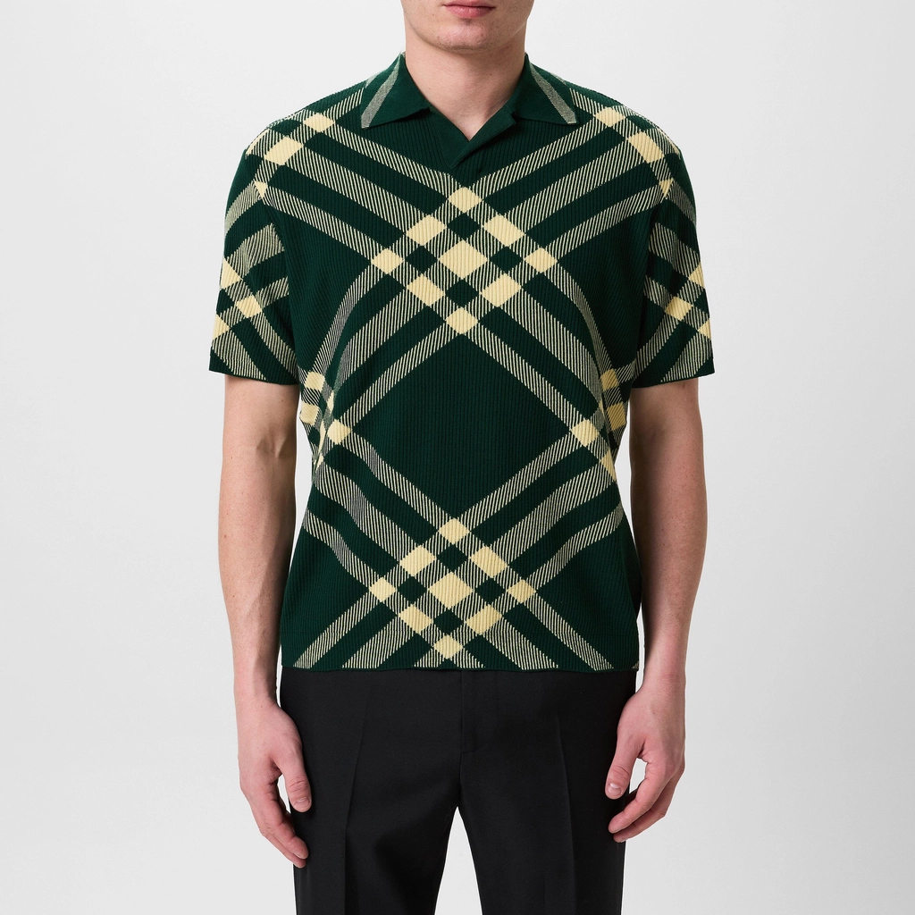 Burberry Check Wool Blend Polo Shirt - Daffodil