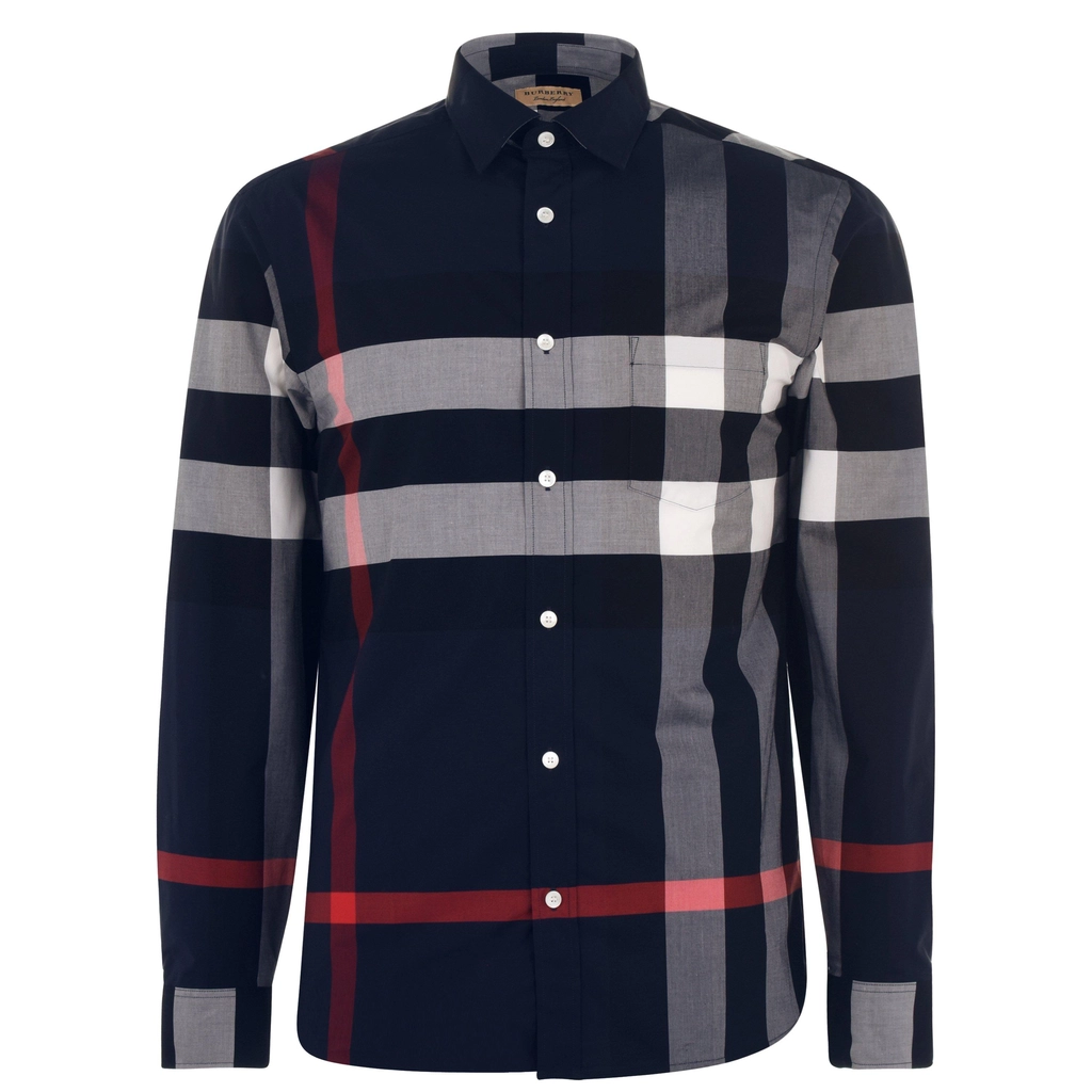 Burberry Somerton Long Sleeved Shirt - Navy Chck A1960