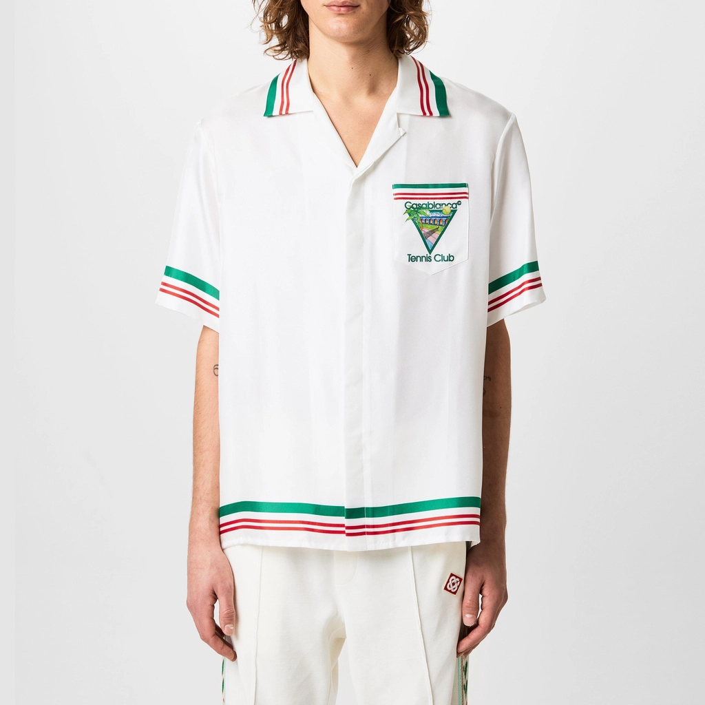 Casablanca Tennis Club Bowling Shirt - White