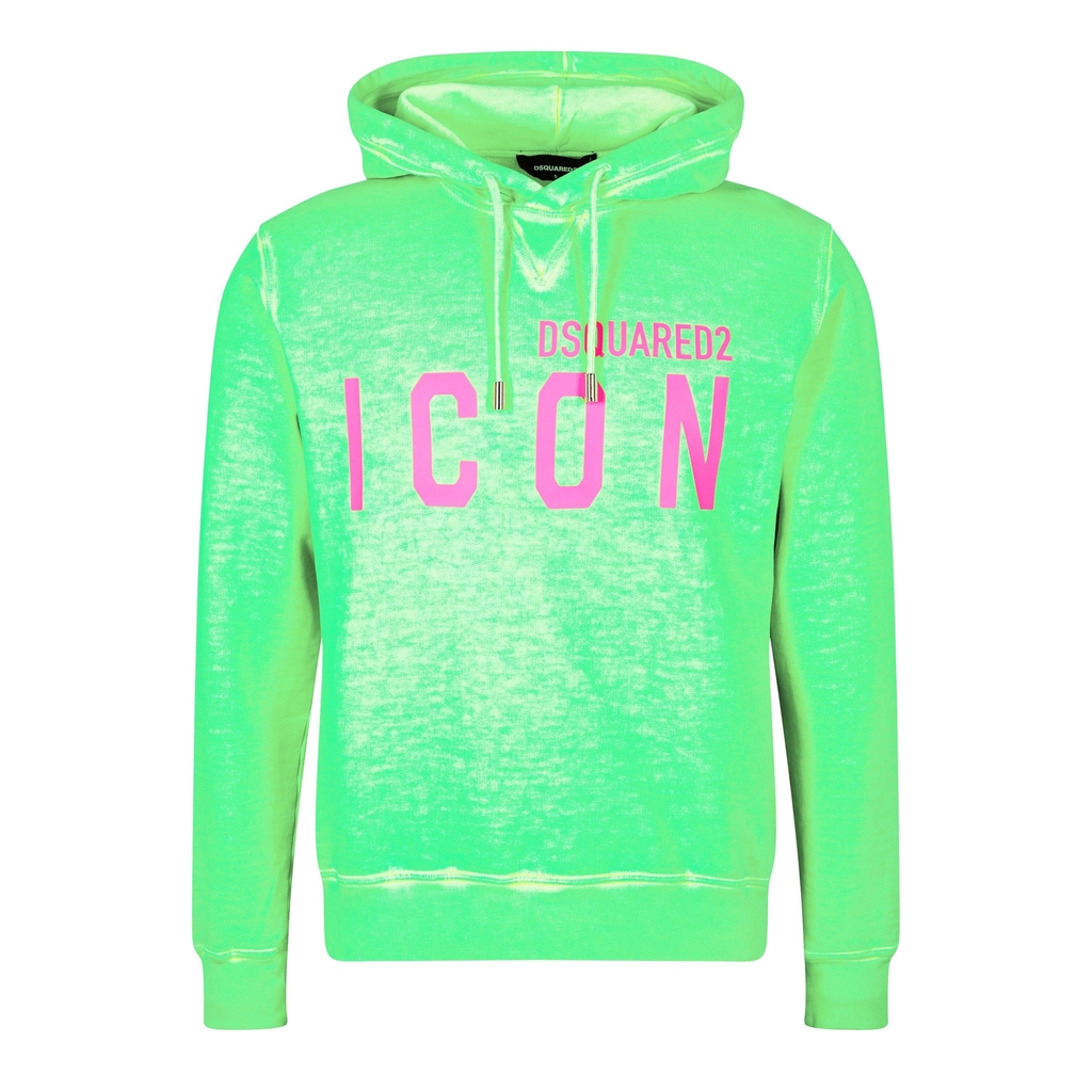 Dsquared2 Be Icon Cool Cotton Hoodie - Green/Pink