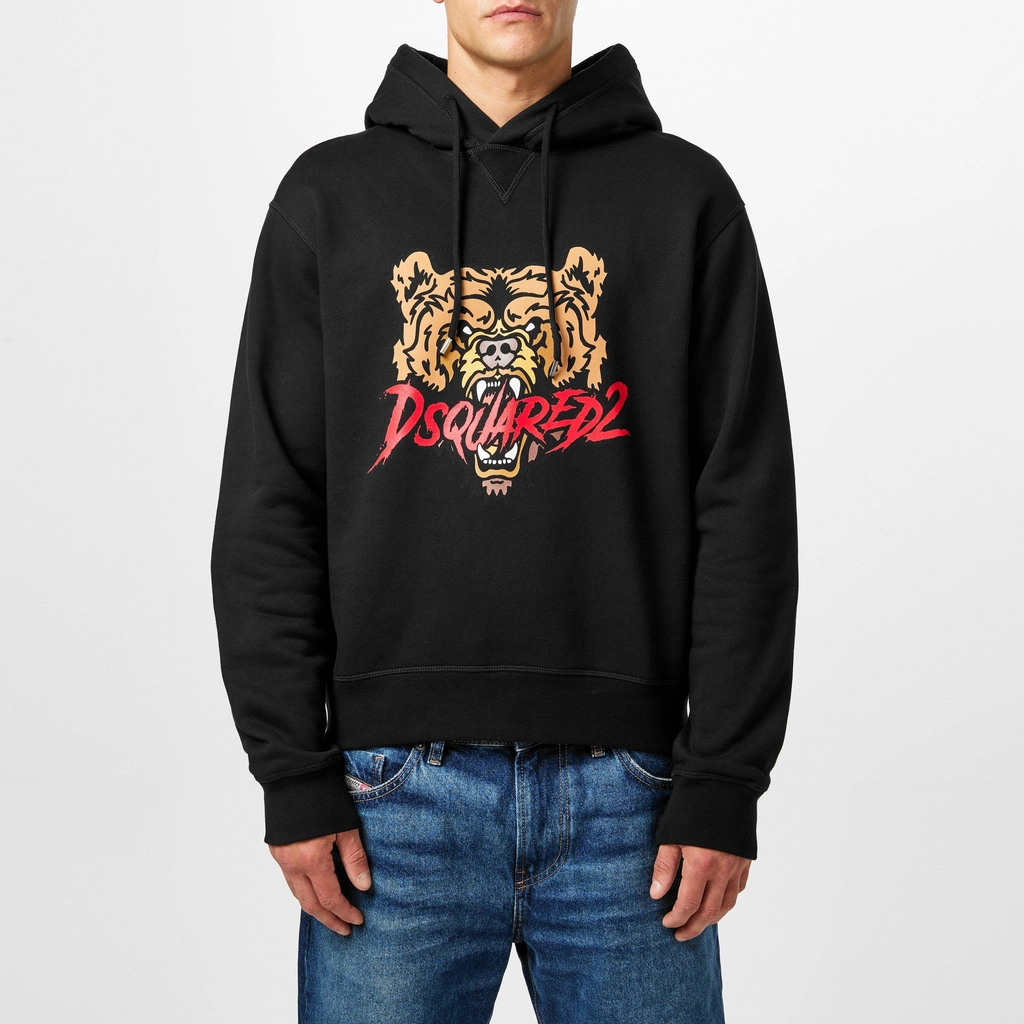 Dsquared2 Cool Fit Bear Logo Hoodie - Black