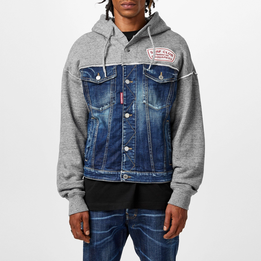 Dsquared2 Panelled Hooded Jacket - Grey Melange