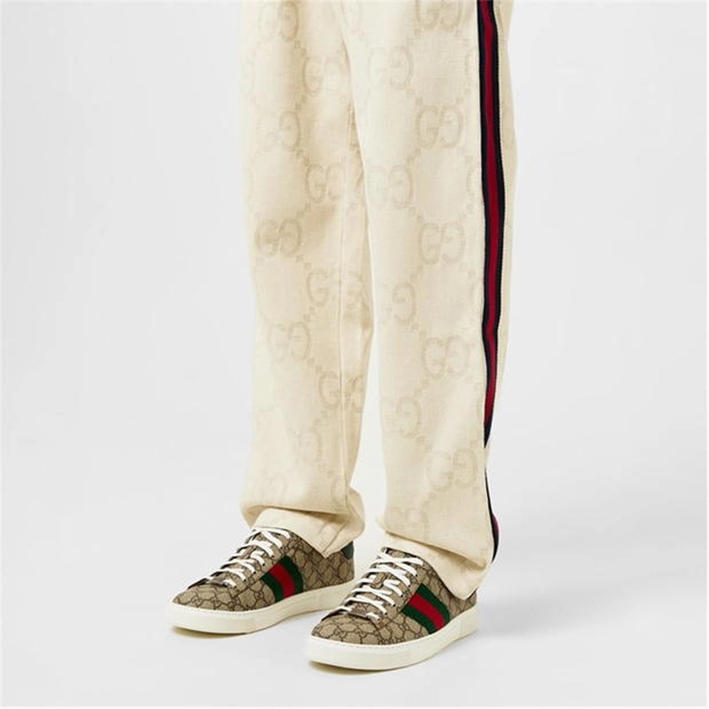 Gucci Ace Gg Web Sneakers - Beige