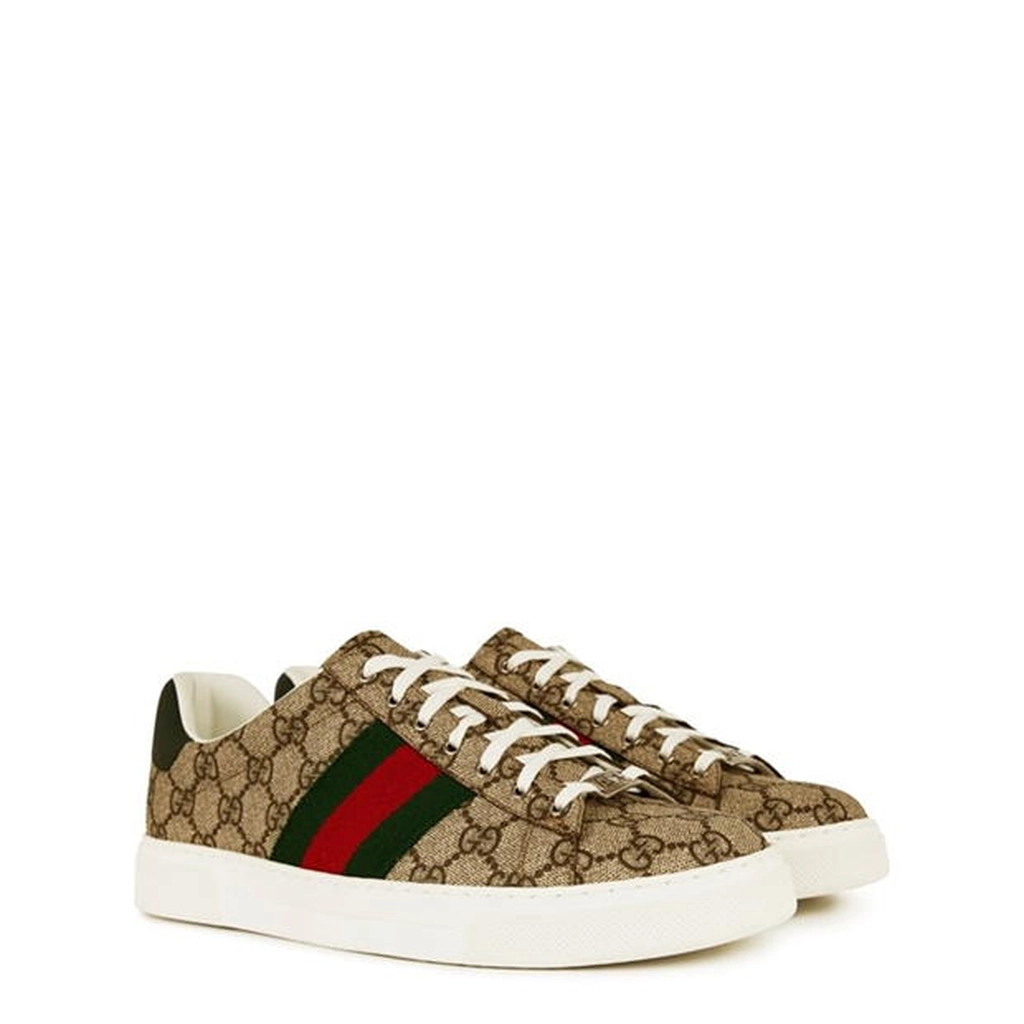 Gucci Ace Gg Web Sneakers - Beige