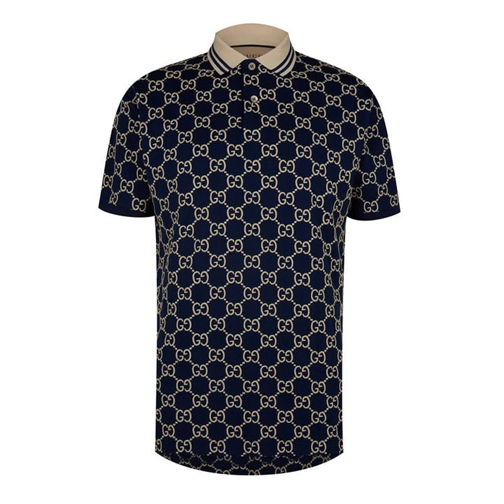 Gucci Embroidered Gg Polo Shirt - Blue