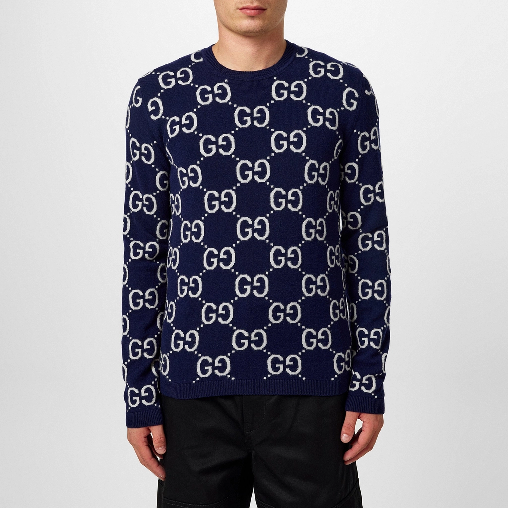 Gucci Gg Jacquard Jumper - Blu/Ivry 4492