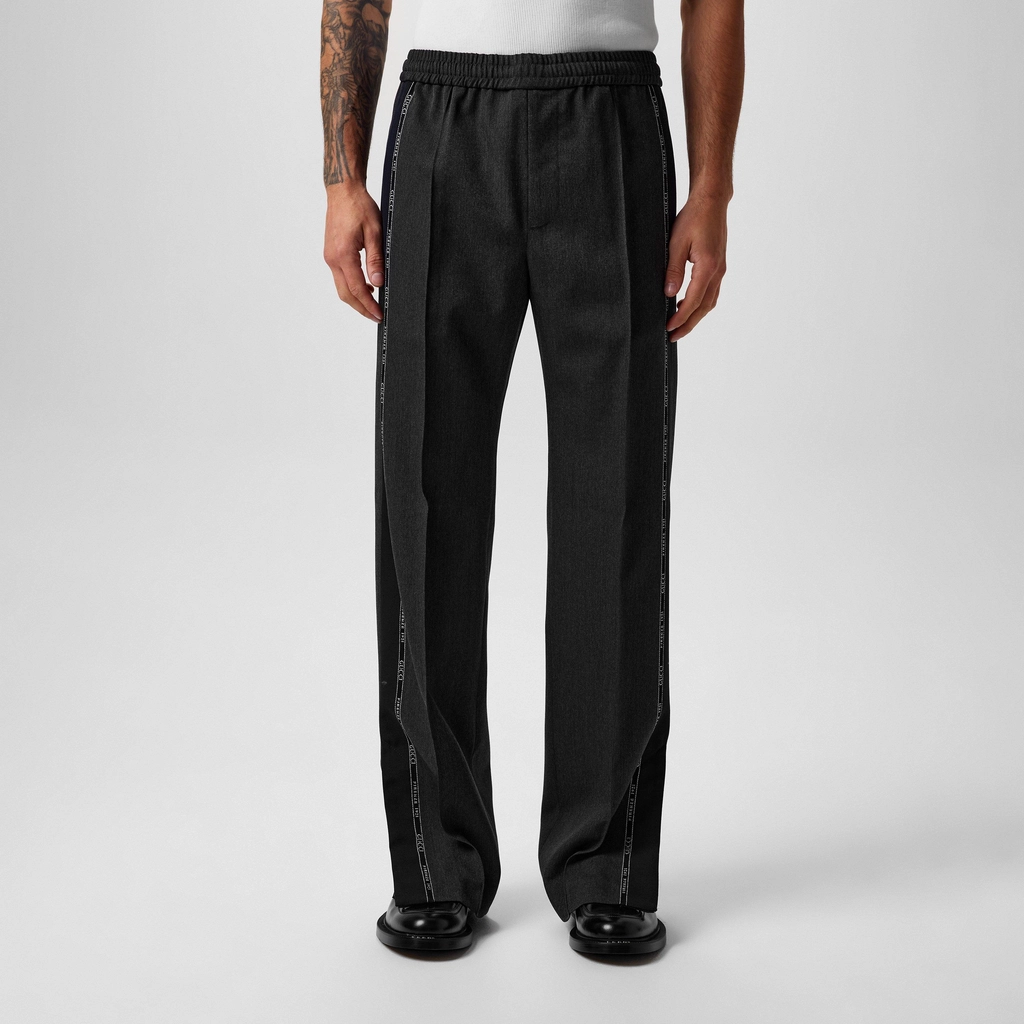 Gucci Logo Wool Trousers - Dark Grey