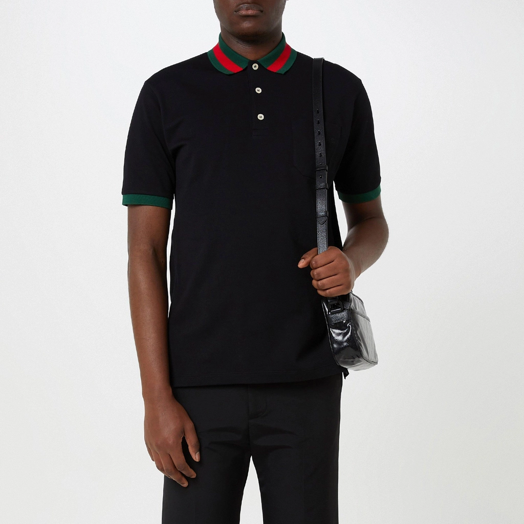 Gucci Web Collar Polo Shirt - Black/Mix