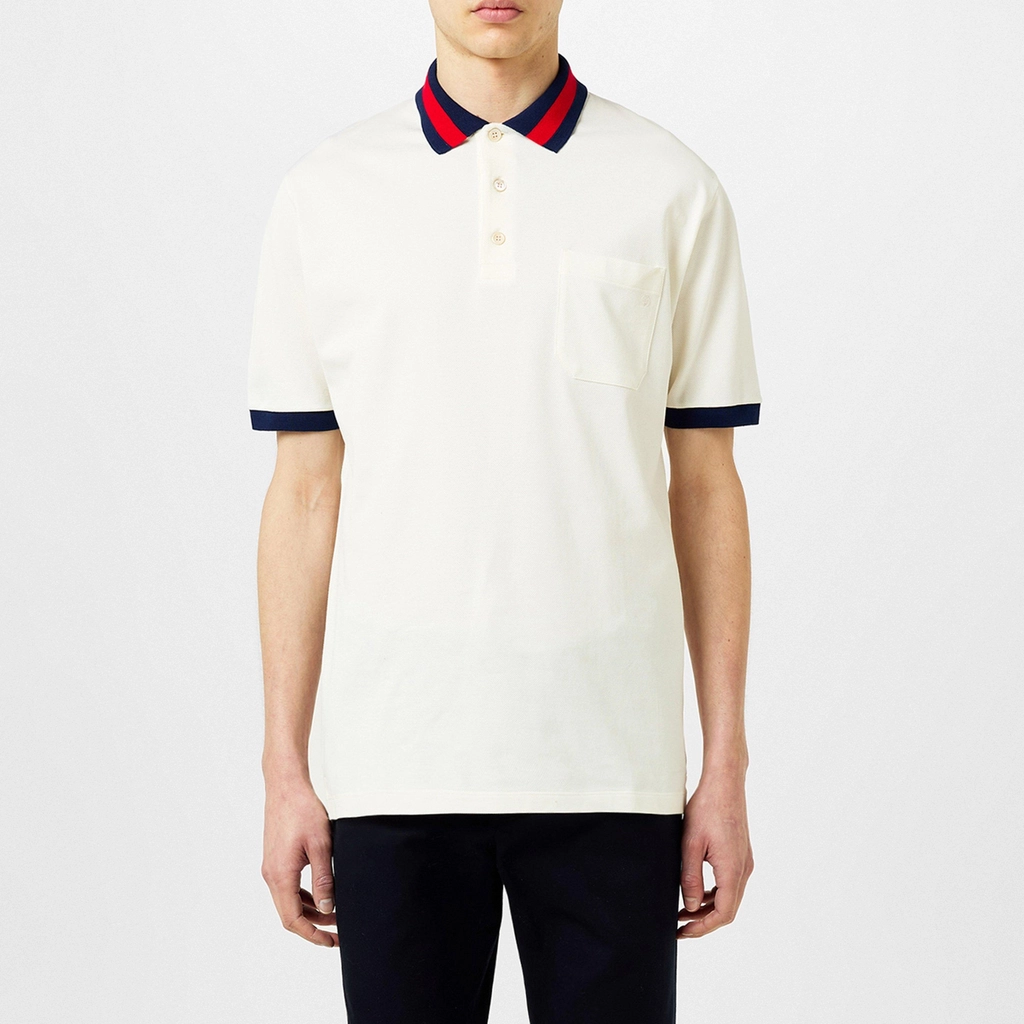 Gucci Web Collar Polo Shirt - White 9750