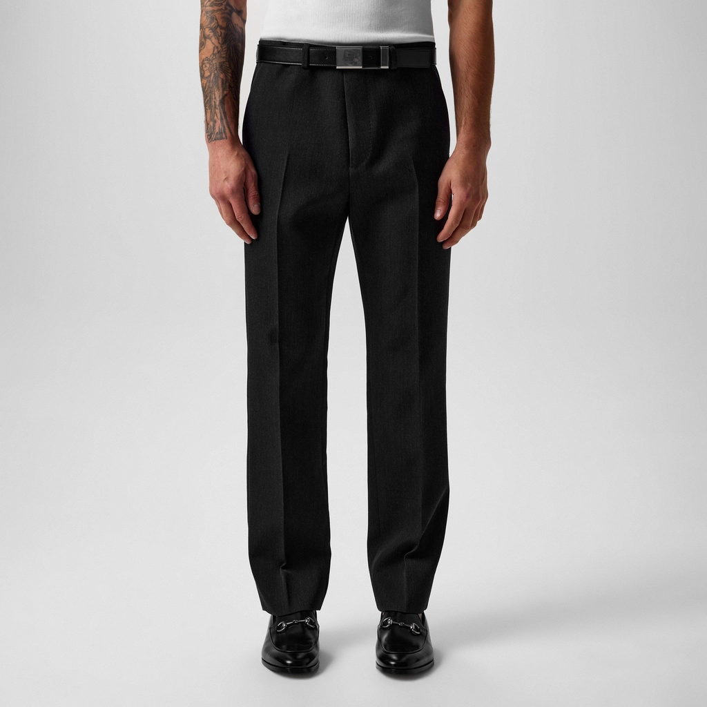 Gucci Wool Slim Fit Trousers - Grey Melange