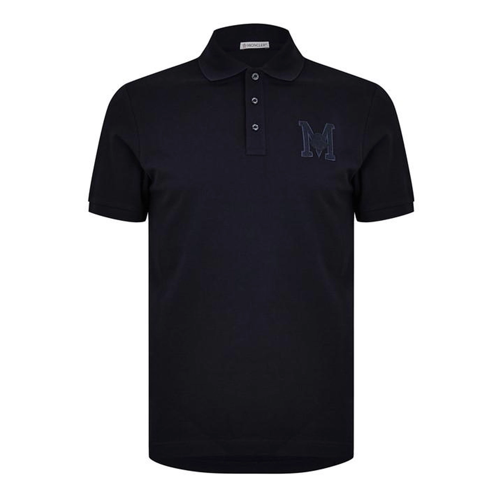 Moncler Embroidered Monogram Polo Shirt - Blue