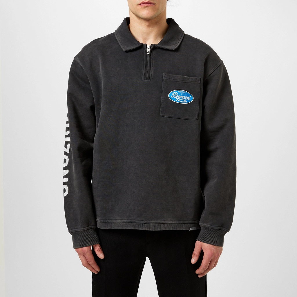 Represent Classic Parts Quarter Zip Sweatshirt - Aged Black