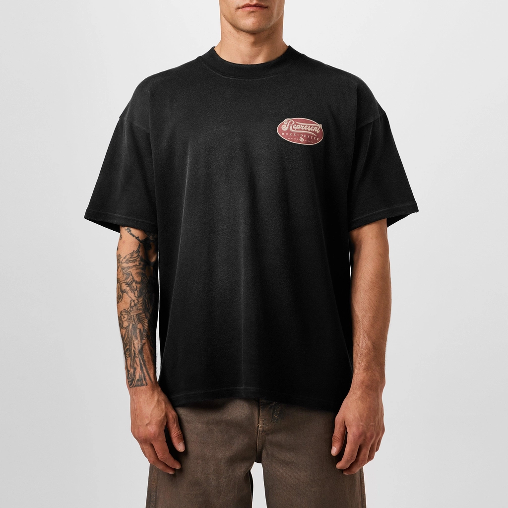 Represent X Duke + Dexter Distressed T Shirt - Stained Black