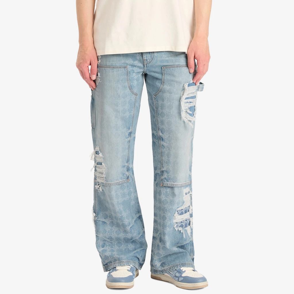 AMIRI Men's Denim Repair Carpenter Jean Faded Indigo