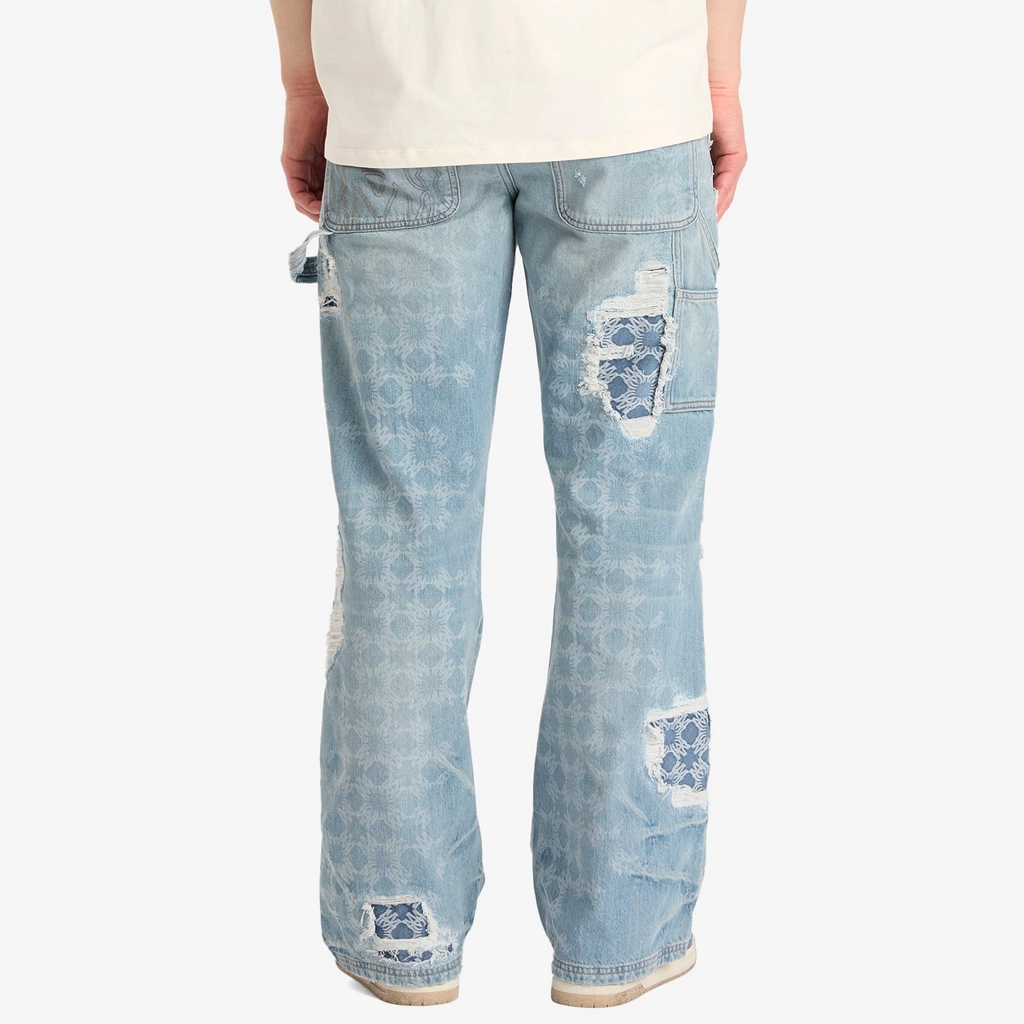 AMIRI Men's Denim Repair Carpenter Jean Faded Indigo