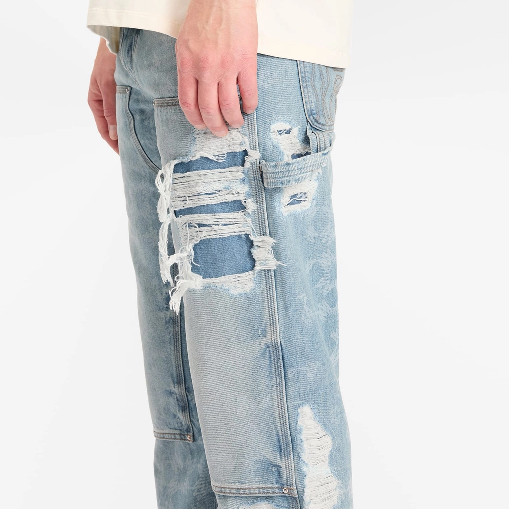 AMIRI Men's Denim Repair Carpenter Jean Faded Indigo