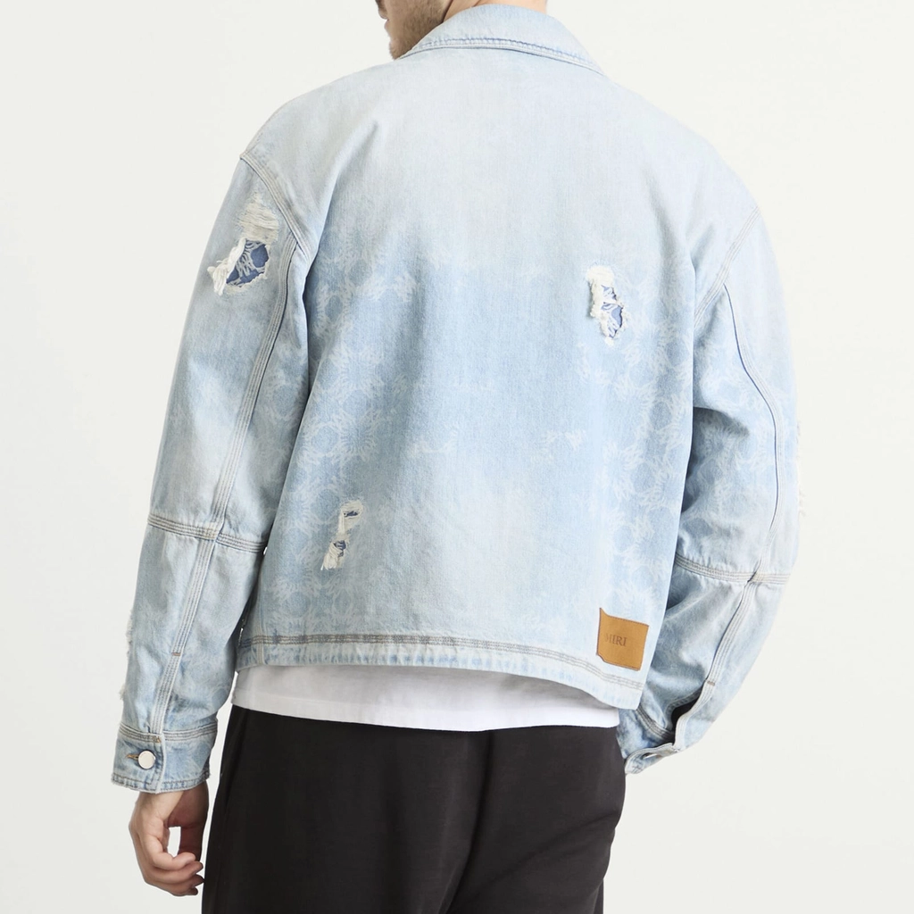 AMIRI Men's Denim Repair Work Jacket Faded Indigo