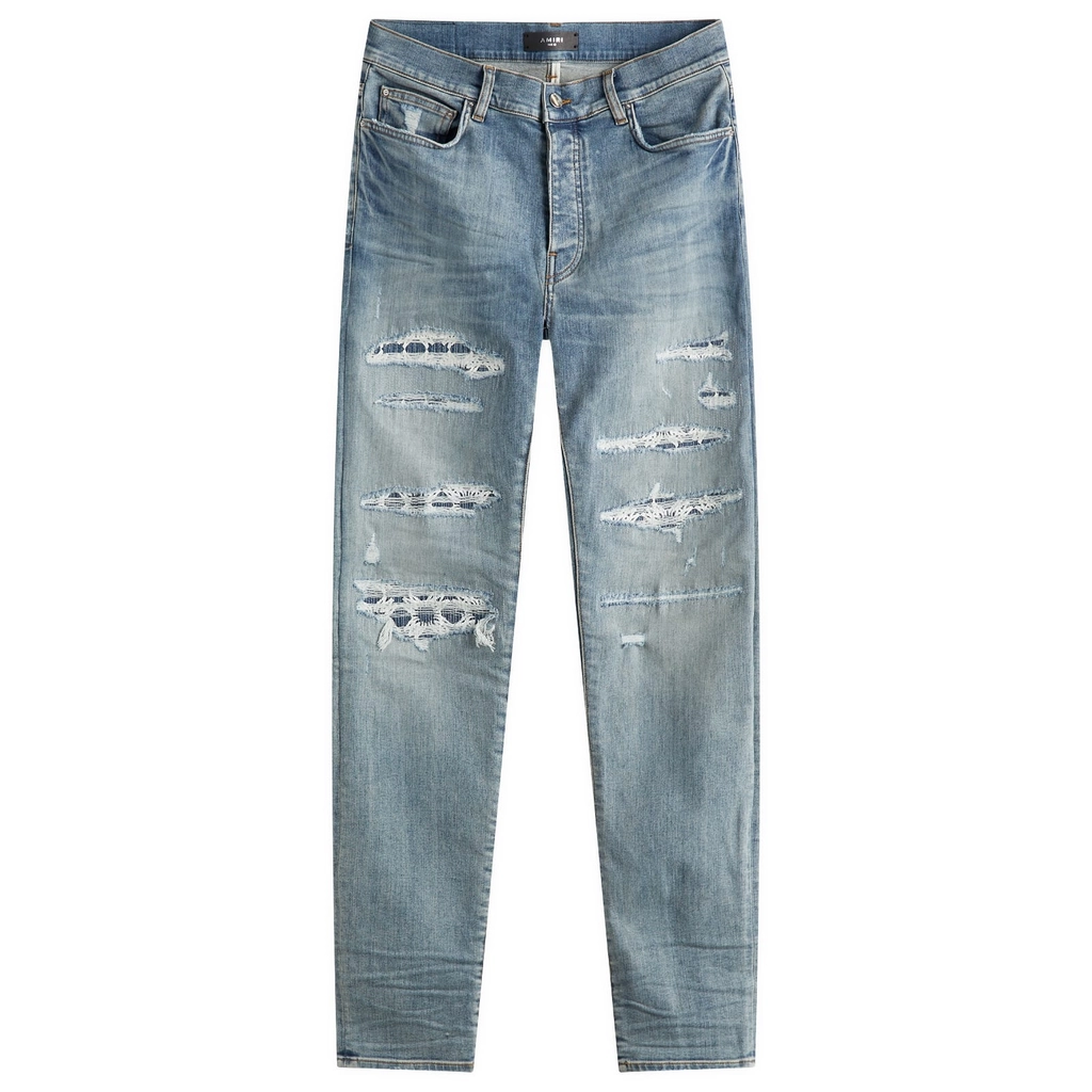 AMIRI Men's MA Quad Repaired Skinny Jeans True Indigo