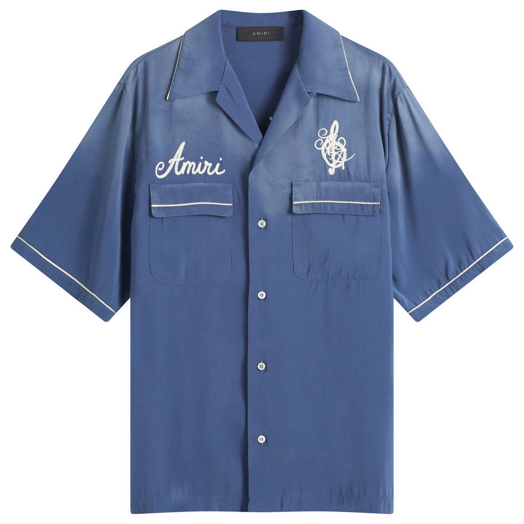 AMIRI Men's Saturday Night Camp Collar Bowling Shirt Navy