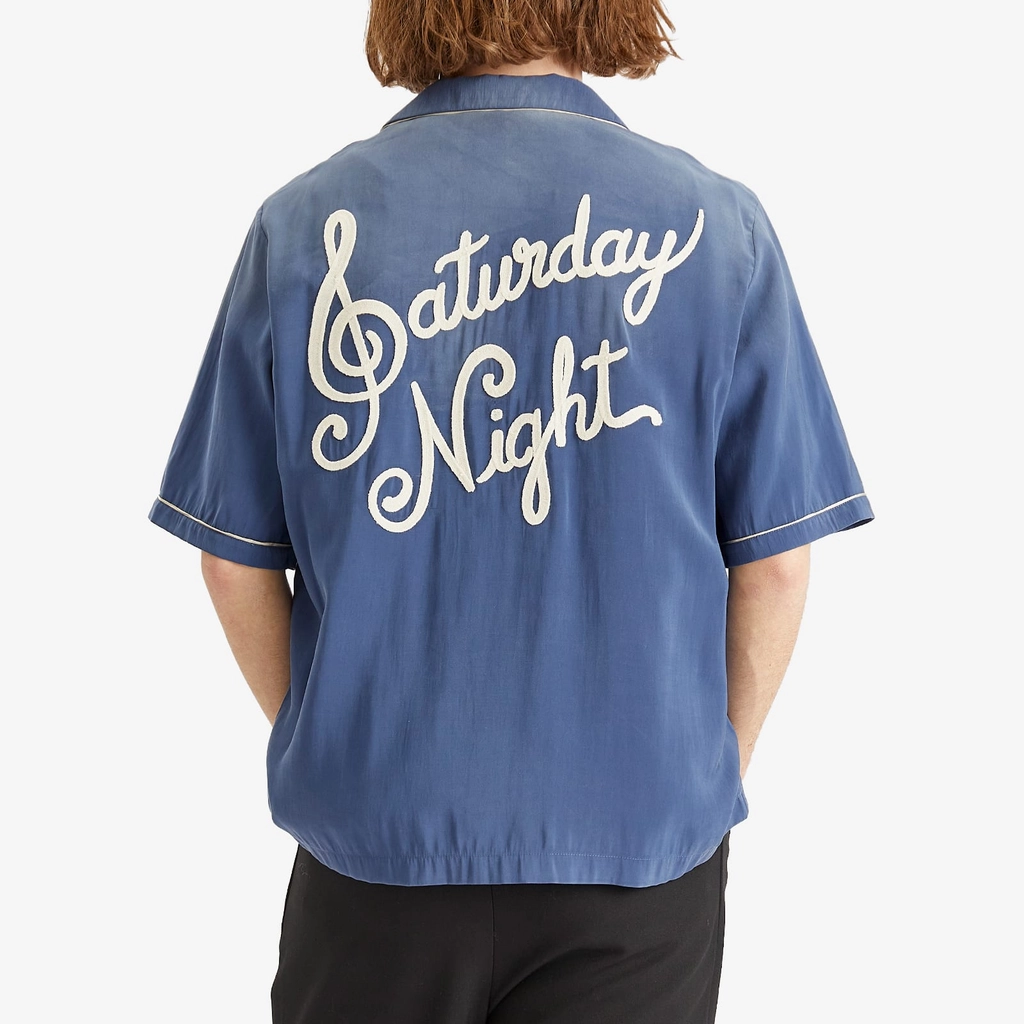AMIRI Men's Saturday Night Camp Collar Bowling Shirt Navy