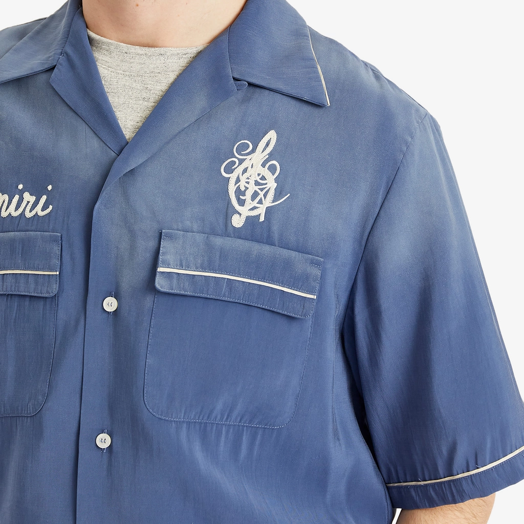 AMIRI Men's Saturday Night Camp Collar Bowling Shirt Navy